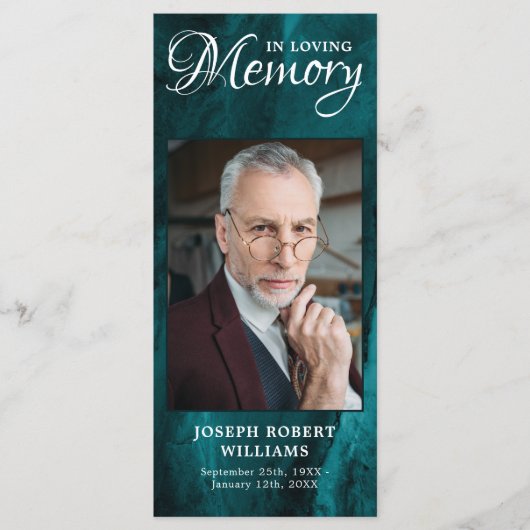 Memorial Prayer Kaart Funeral Bladwijzer Green (Voorkant)