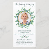 Memorial Prayer Kaart Funeral Bladwijzer Greenery (Voorkant)
