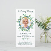 Memorial Prayer Kaart Funeral Bladwijzer Greenery (Staand voorkant)