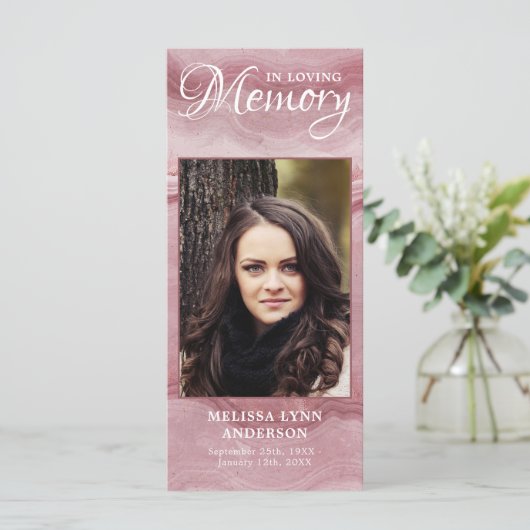 Memorial Prayer Kaart Funeral Bladwijzer Quartz (Staand voorkant)