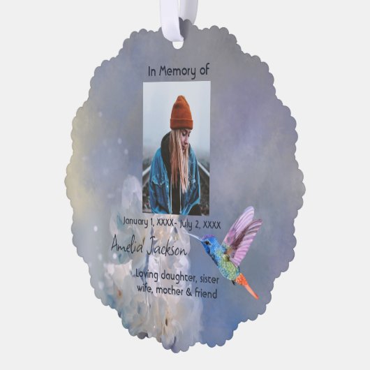 Memorial Prayer Kaart Hummingbird White Flowers (Links)