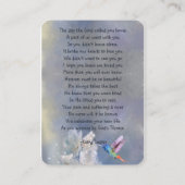 Memorial Prayer Kaart Hummingbird White Flowers Visitekaartje (Achterkant)