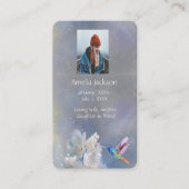 Memorial Prayer Kaart Hummingbird White Flowers Visitekaartje (Voorkant)