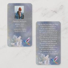 Memorial Prayer Kaart Hummingbird White Flowers Visitekaartje