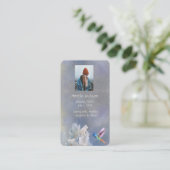 Memorial Prayer Kaart Hummingbird White Flowers Visitekaartje (Staand voorkant)