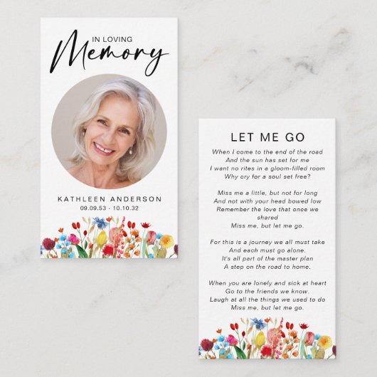 Memorial Prayer Kaart | In het bezit van het geheu Contactkaartje (Voorkant / Achterkant)