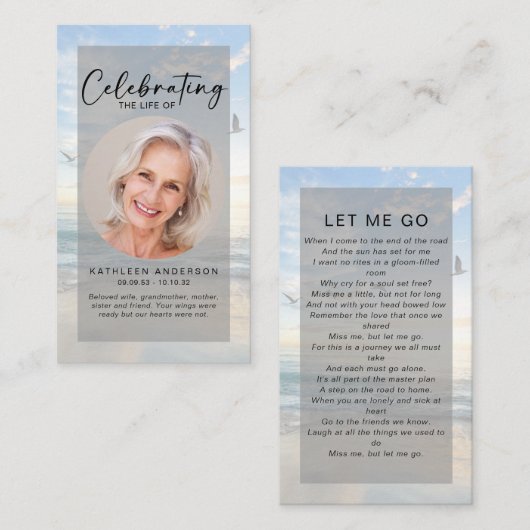 Memorial Prayer Kaart | Ocean Birds Contactkaartje (Voorkant / Achterkant)