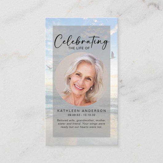 Memorial Prayer Kaart | Ocean Birds Contactkaartje (Voorkant)