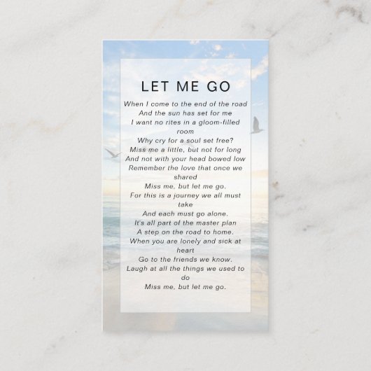 Memorial Prayer Kaart | Ocean Birds Contactkaartje (Achterkant)