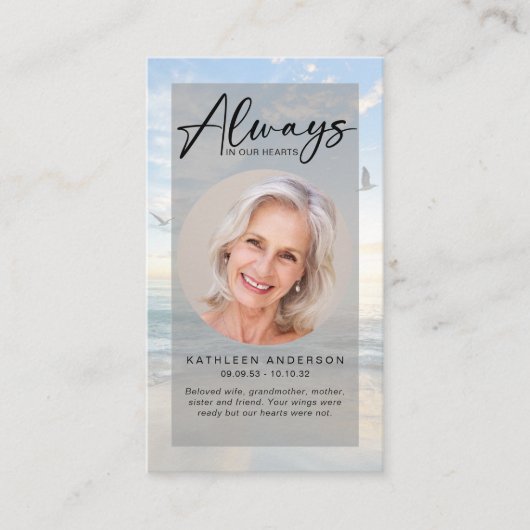 Memorial Prayer Kaart | Ocean Birds Contactkaartje (Voorkant)