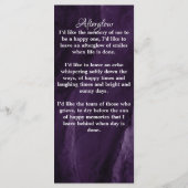 Memorial Prayer Kaart Paars Marble Funeral Foto (Achterkant)