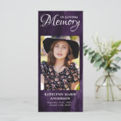 Memorial Prayer Kaart Paars Marble Funeral Foto (Staand voorkant)