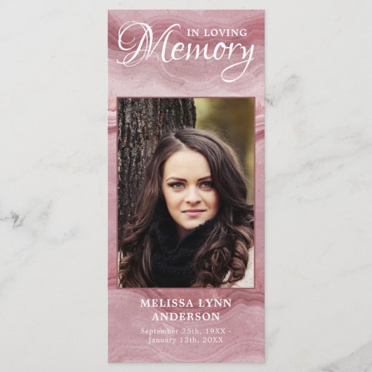 Memorial Prayer Kaart Roos Quartz Funeral Bladwijz (Voorkant)