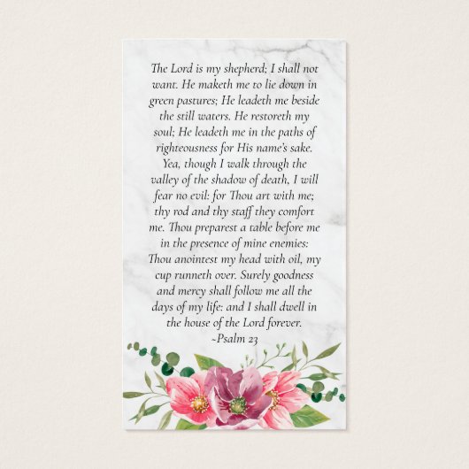 Memorial Prayer Kaart | Roze bloemen (Achterkant)