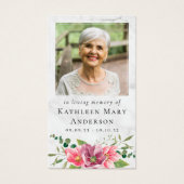 Memorial Prayer Kaart | Roze bloemen (Voorkant)