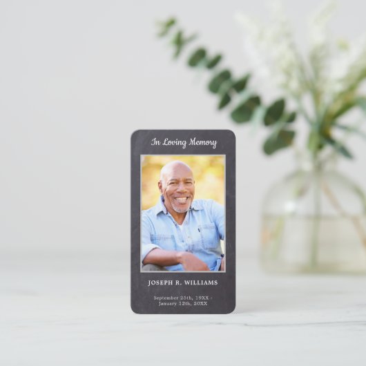 Memorial Prayer Kaart Rustic Simple Photo Funeral Contactkaartje (Staand voorkant)