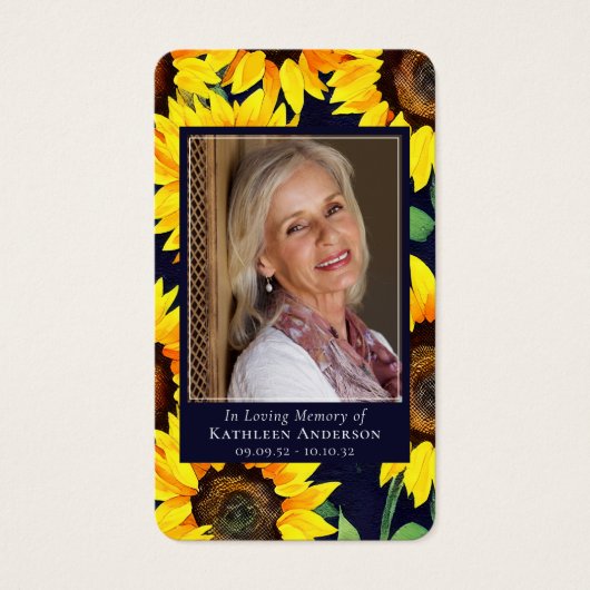 Memorial Prayer Kaart | Rustige zonnebloemen (Voorkant)