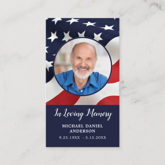 Memorial Prayer Kaart Stars & Stripes Poem US Flag Contactkaartje (Voorkant)