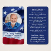 Memorial Prayer Kaart US Flag Stars & Stripes Poem (Voorkant /achterkant)