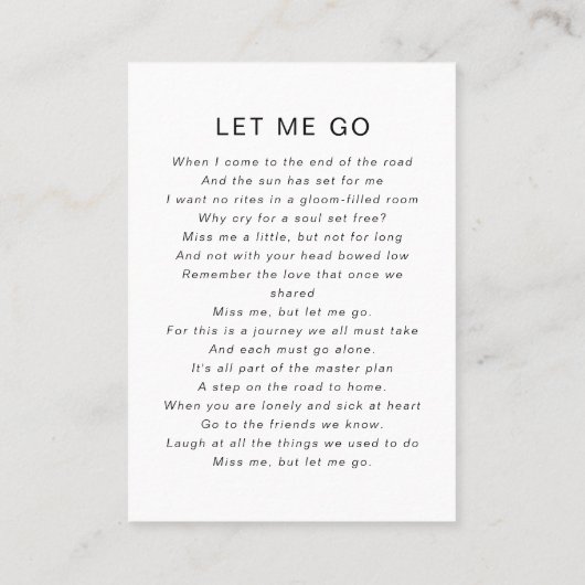 Memorial Prayer Kaart | Vier foto's in het liefheb Contactkaartje (Achterkant)