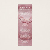 Memorial Prayer Roos Quartz Photo Funeral Bladwijz Mini Visitekaartjes (Achterkant)