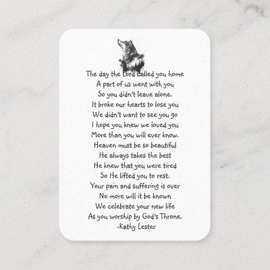 Memorial Prayer Wolf Natuur dier Visitekaartje (Achterkant)