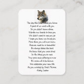 Memorial Prayer Wolf Natuur dier Visitekaartje (Achterkant)