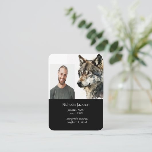 Memorial Prayer Wolf Natuur dier Visitekaartje (Staand voorkant)