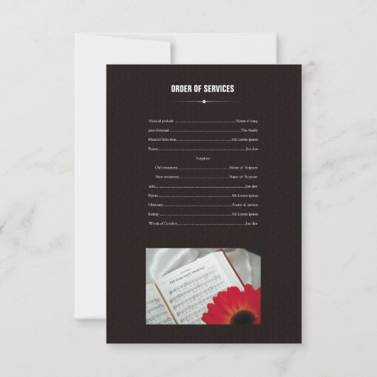 Memorial Program Card Kaart (Achterkant)