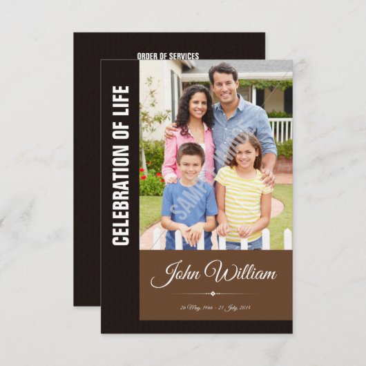 Memorial Program Card Kaart (Voorkant / Achterkant)