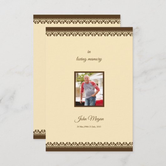 Memorial Program Card Kaart (Voorkant / Achterkant)