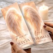 Memorial Program Orange Angel Wings Obituary Flyer