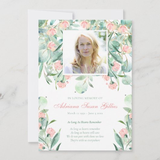 Memorial programma Eucalyptus begrafenis bedankkaa (Voorkant)