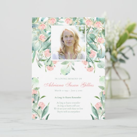 Memorial programma Eucalyptus begrafenis bedankkaa (Staand voorkant)