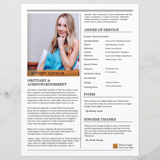 Memorial Programma Kranten Sjabloon (Achterkant)