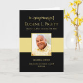 Memorial Programme Black and Gold Kaart (Gele Bloem)