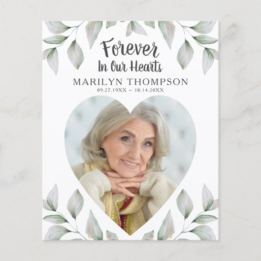 Memorial Programme Heart Shaped Photo Budget (Voorkant)