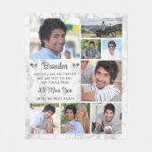 Memorial Quote 8 Foto Herdenking Keepslag Marble Fleece Deken (Voorkant)