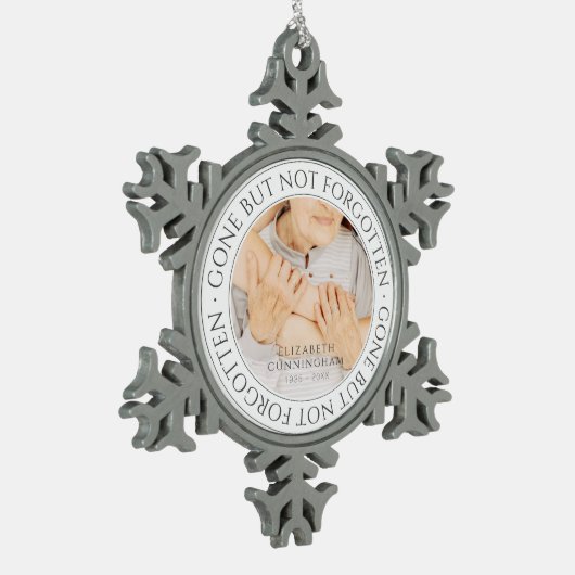Memorial Quote Classic Elegant Chic Photo Keepomwi Tin Sneeuwvlok Ornament (Links)