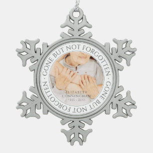 Memorial Quote Classic Elegant Chic Photo Keepomwi Tin Sneeuwvlok Ornament