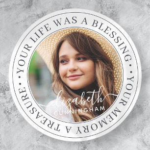 Memorial Quote Modern Elegant Chic Custom Photo Ronde Sticker