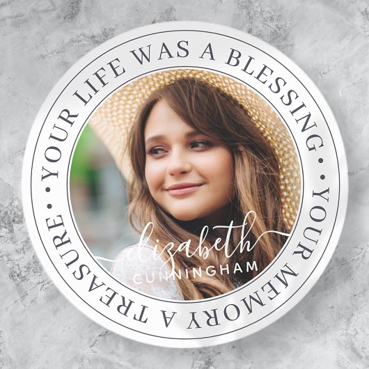Memorial Quote Modern Elegant Chic Custom Photo Ronde Sticker