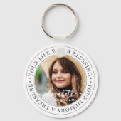 Memorial Quote Modern Elegant Chic Custom Photo Sleutelhanger (Voorkant)