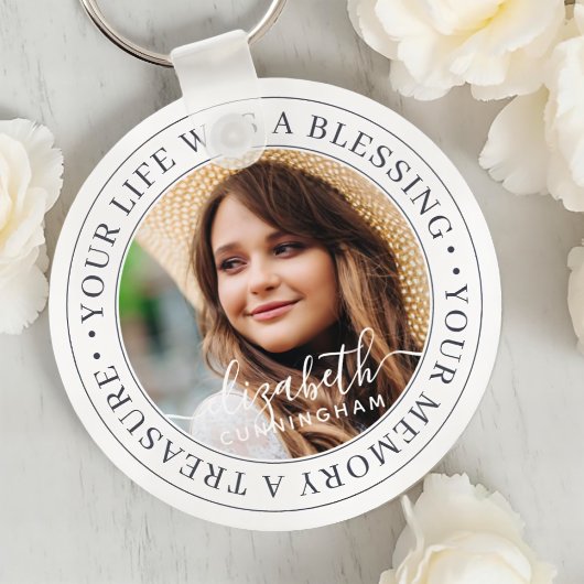 Memorial Quote Modern Elegant Chic Custom Photo Sleutelhanger