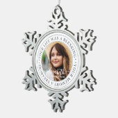 Memorial Quote Modern Elegant Chic Custom Photo Tin Sneeuwvlok Ornament (Rechts)