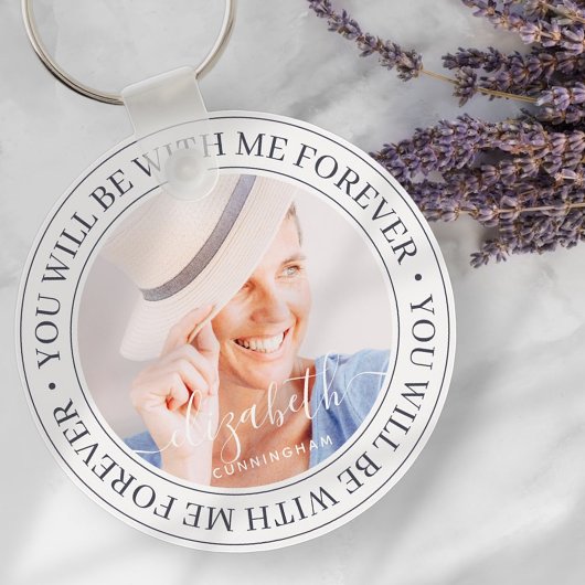 Memorial Quote Modern Elegant Custom Photo Sleutelhanger