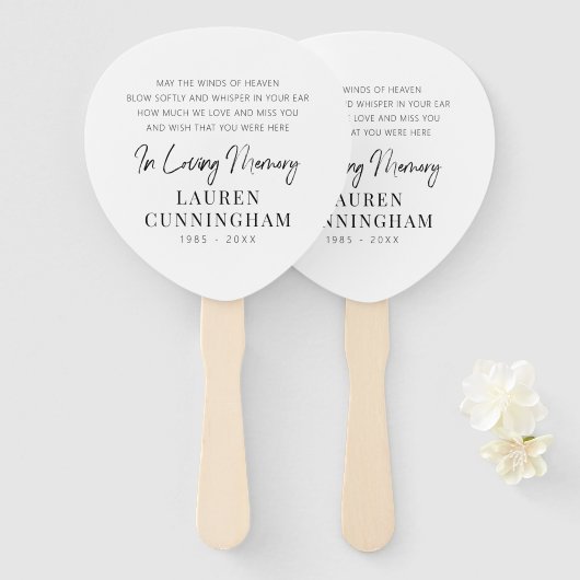 Memorial Quote Modern Elegant Simple Chic Handwaaier (Voorkant en achterkant)