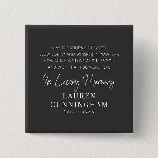 Memorial Quote Modern Elegant Simple Chic Vierkante Button 5,1 Cm (Voorkant)