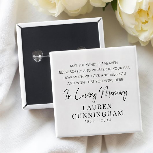Memorial Quote Modern Elegant Simple Chic Vierkante Button 5,1 Cm