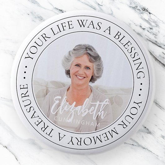 Memorial Quote Modern Simple Elegant Chic Photo Ronde Button 5,7 Cm